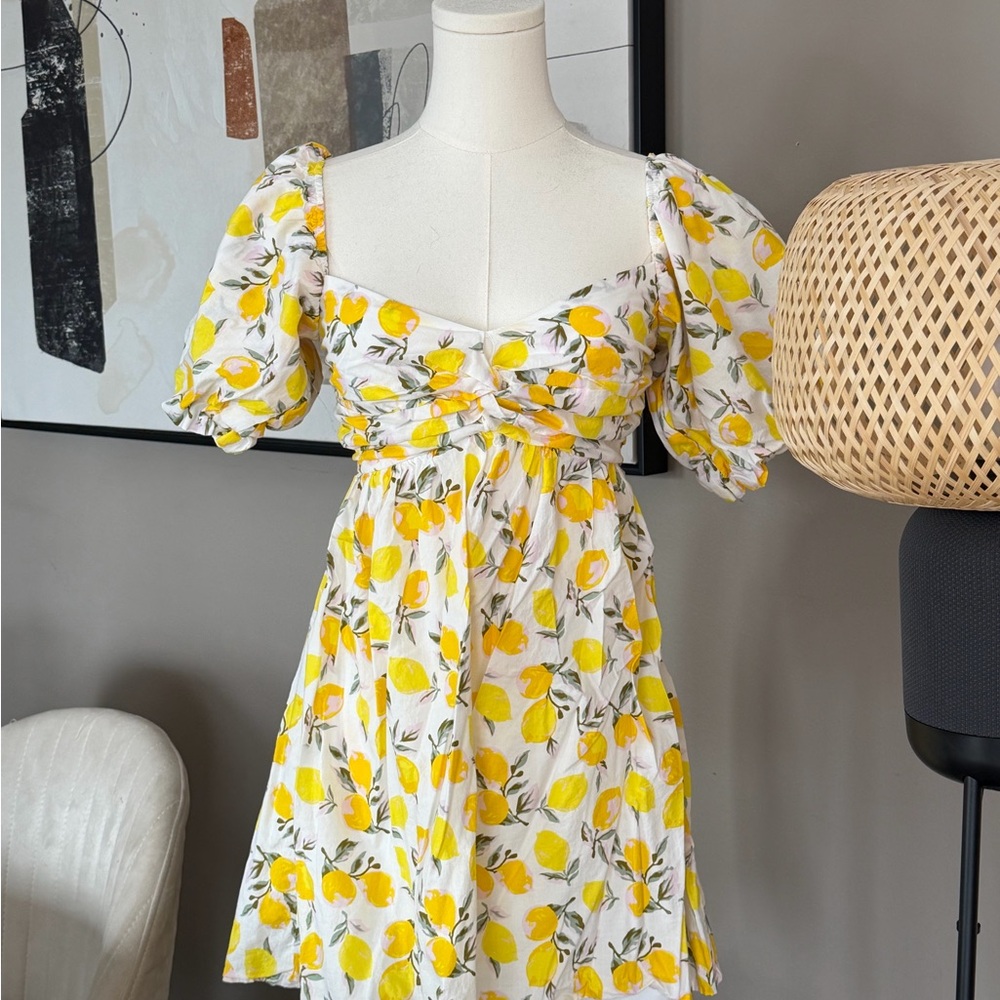 Trixxi Lemon Print Mini Dress
